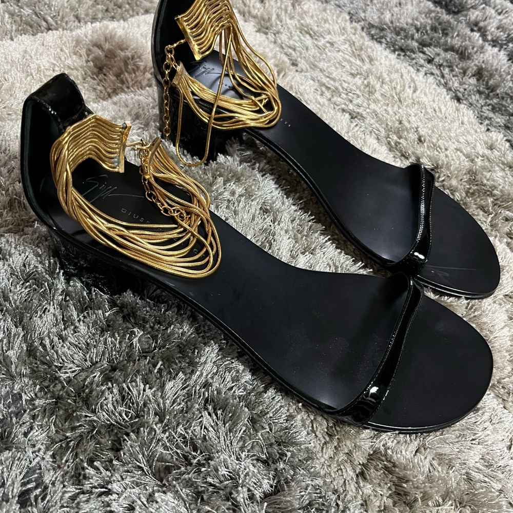Giuseppe Zanotti Black and Gold Heels